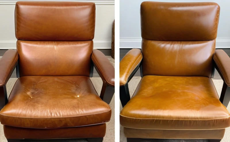 Comparison showing a cracked bonded leather chair versus a beautifully aged top-grain leather chair