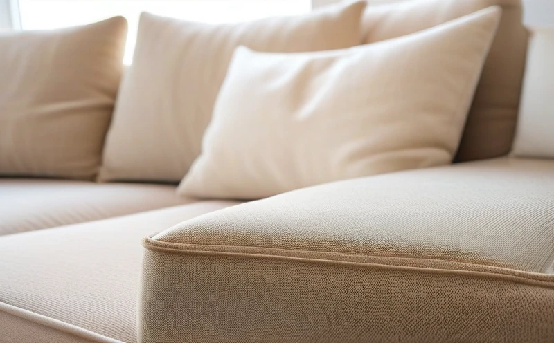 Close-up of a Modborn sofa cushion showing high-density foam layers with a hand pressing gently into the surface, demonstrating resilience and support