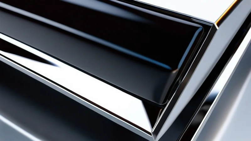 Close-up of a high quality polished stainless steel frame of a Barcelona style sofa, highlighting its robust construction